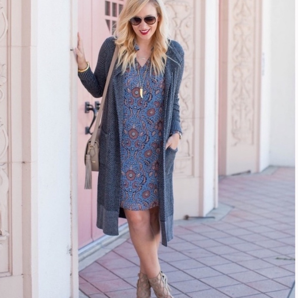 CAbi Provincial Long Shift Sleeve Dress Size Small